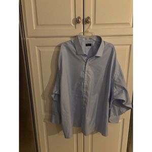 PROPER CLOTH Light Blue Gingham Dress Shirt Long Sleeve Button Down men Size 6XL